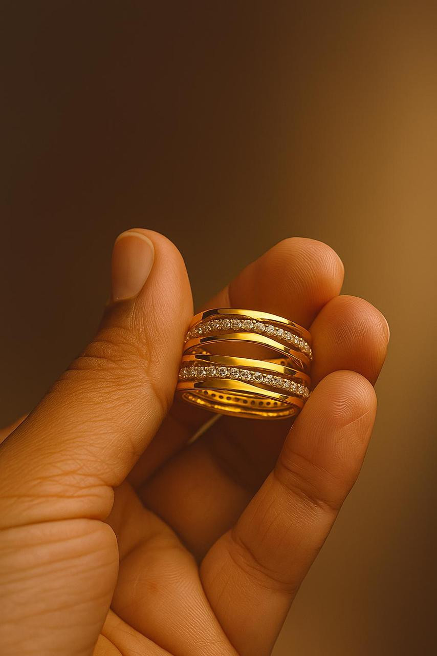 Premium Gold Diamond Band Ring for Men & Women